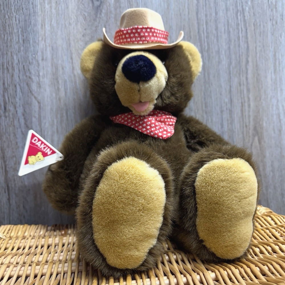 Vintage 1992 Dakin Cowboy Teddy Bear "Cloves" 19 inch w/Original Tags Read